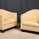 Pair of Art Deco First Time armchairs 1930 cream fabric on wooden structure