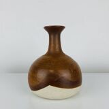 Vintage ceramic vase, brown and white.