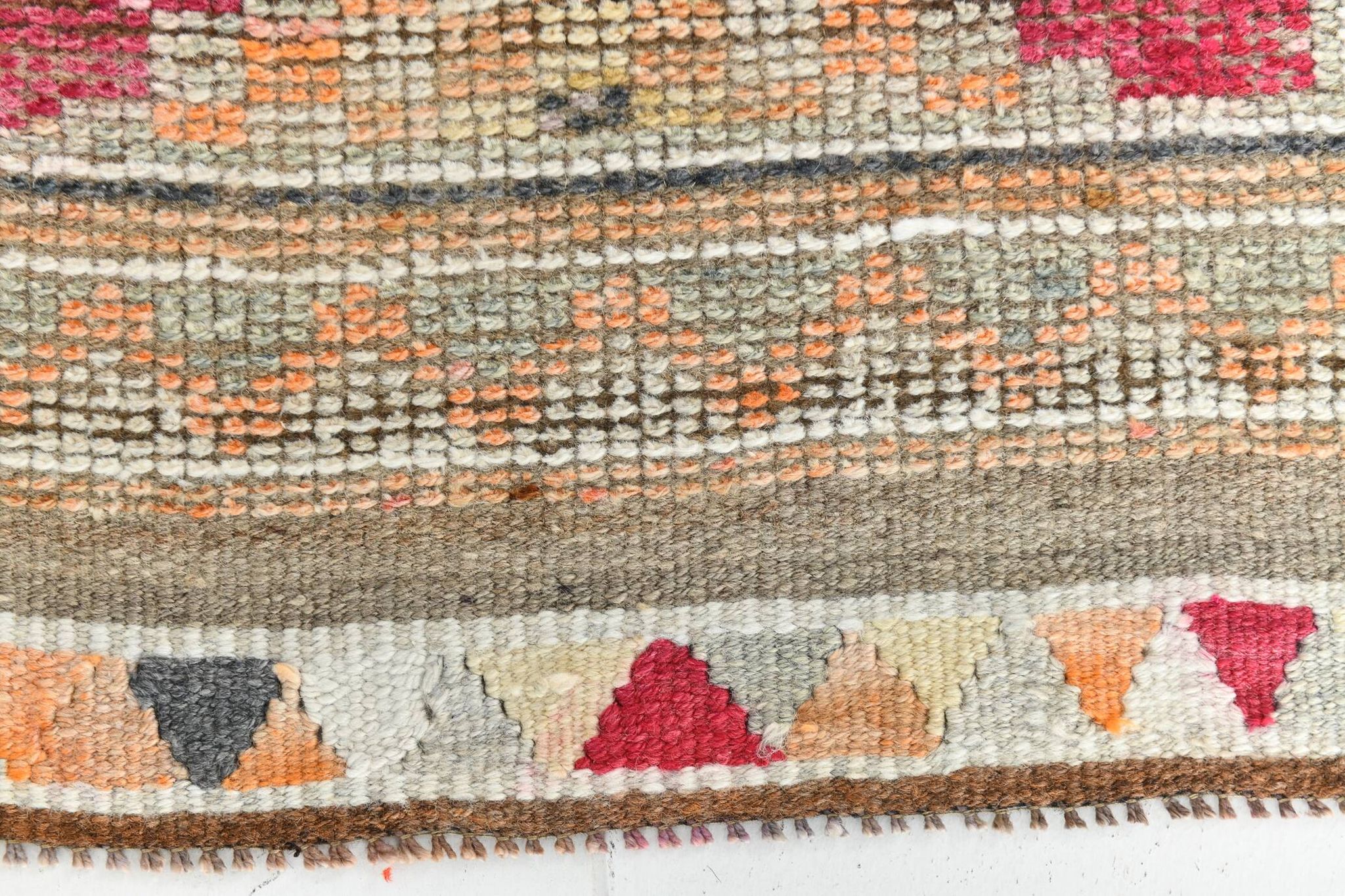 3x12 Vintage Red Orange Turkish Runner Rug, Handmade Wool Carpet, 86x352Cm