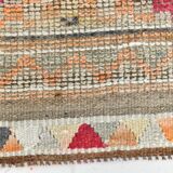 3x12 Vintage Red Orange Turkish Runner Rug, Handmade Wool Carpet, 86x352Cm