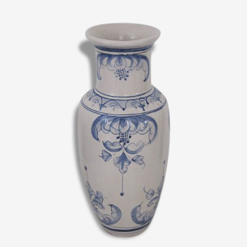 Vase en céramique beige et bleu