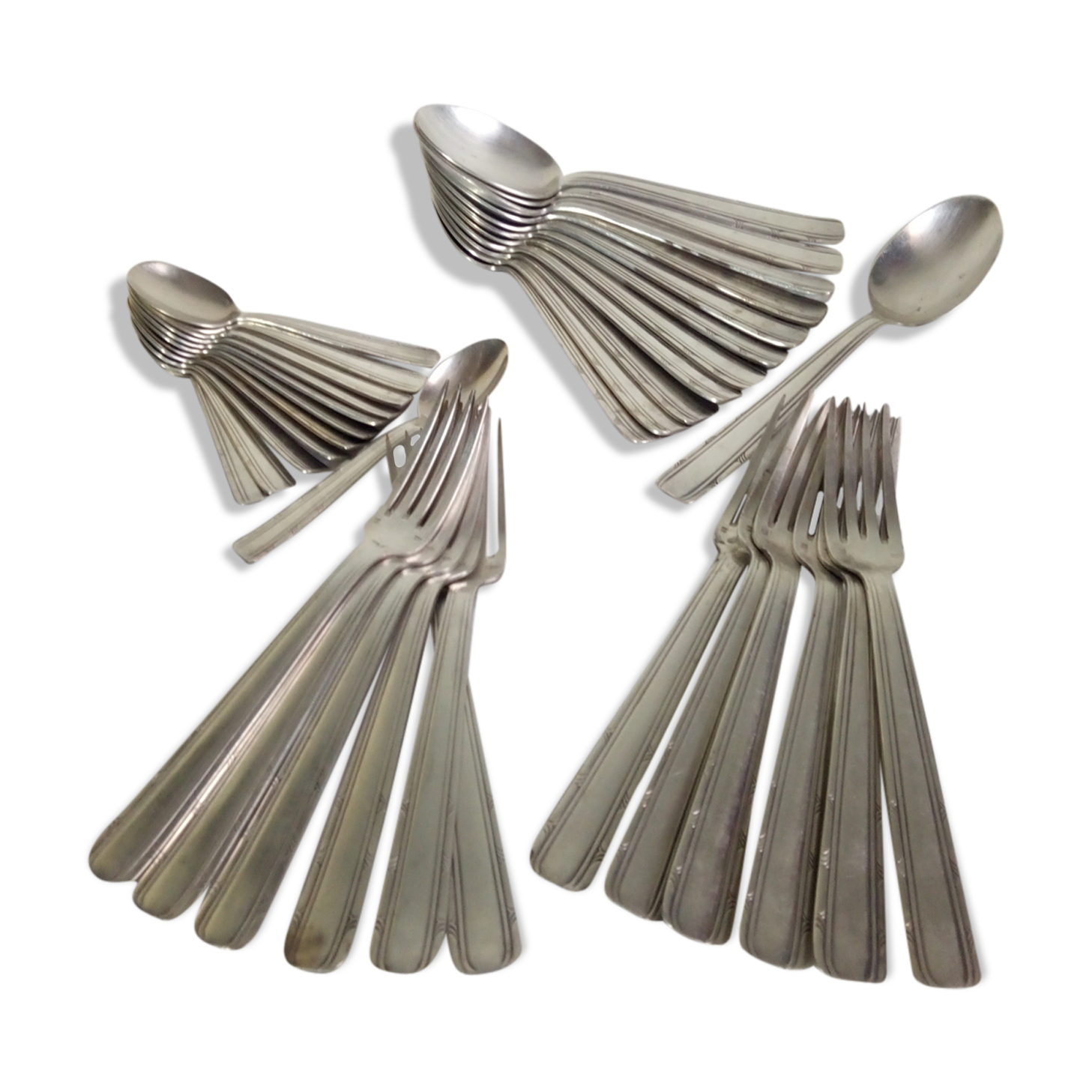 40's silver plated metal cutlery set 36 pieces