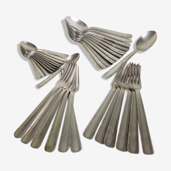 40's silver plated metal cutlery set 36 pieces