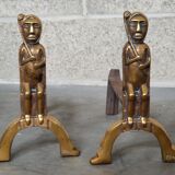Paire de chenets en bronze Anton Prinner 1930