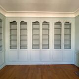 Paires de portes grillagées anciennes en bois de chêne pour armoire