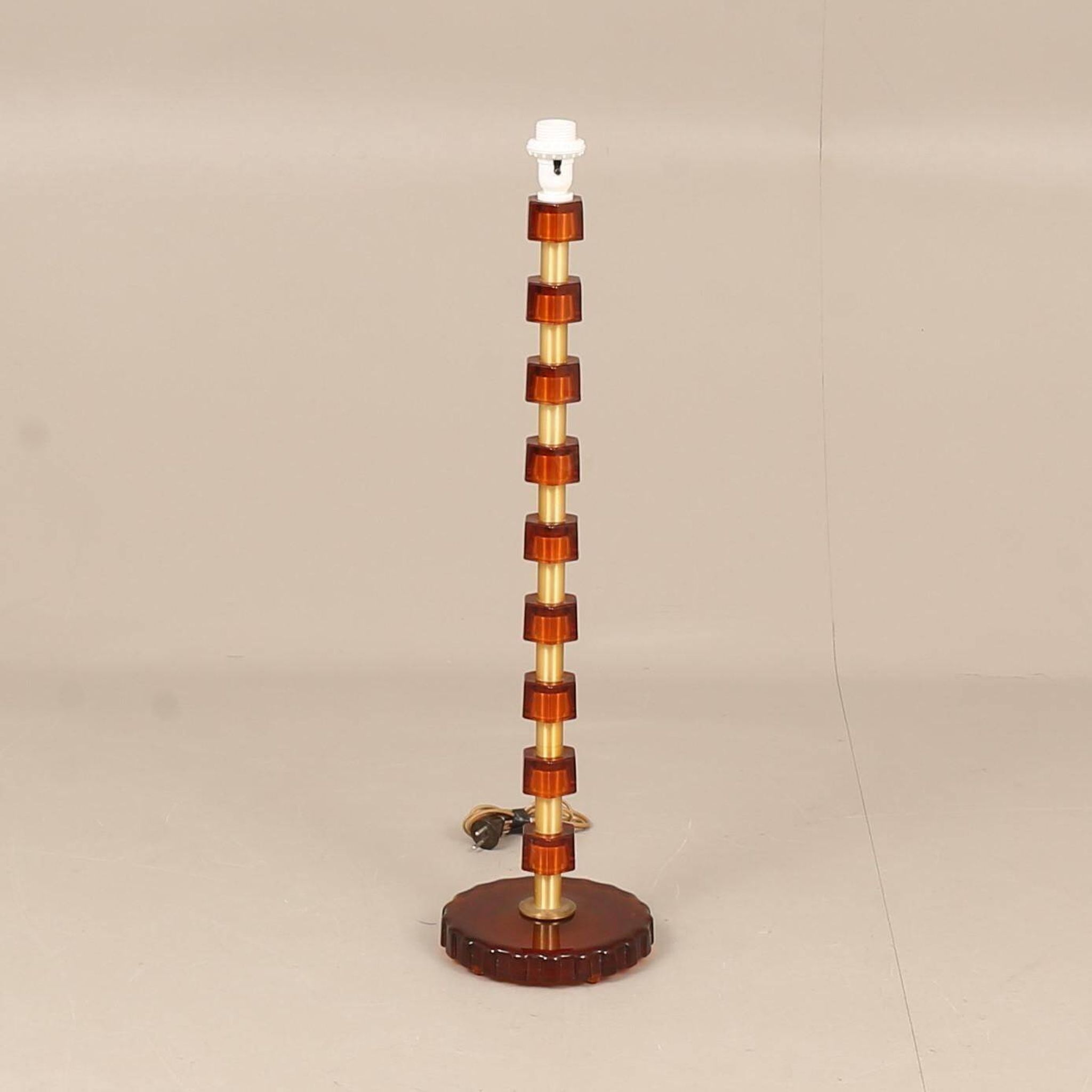 Lamp from Nybro Armaturfabrik Clear moulded glass and brass Signed Sweden 1960