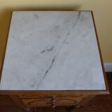 Marble top marquetry bedside table