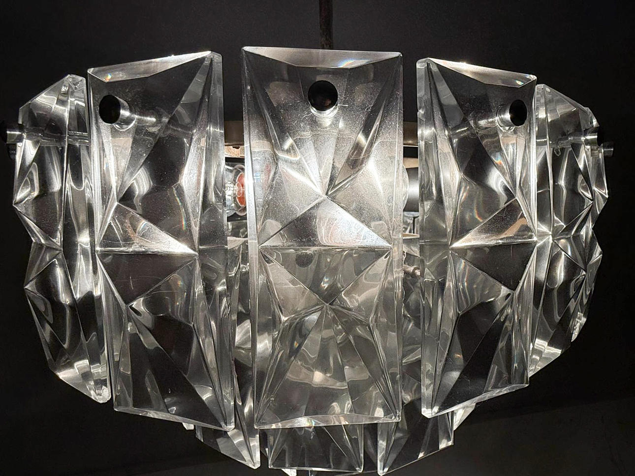 Mid-century chandelier/ceiling lamp by Kinkeldey, Germany, 1970s.