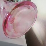 Large flared corolla vase 50cm - speckled pink & white, 70s design