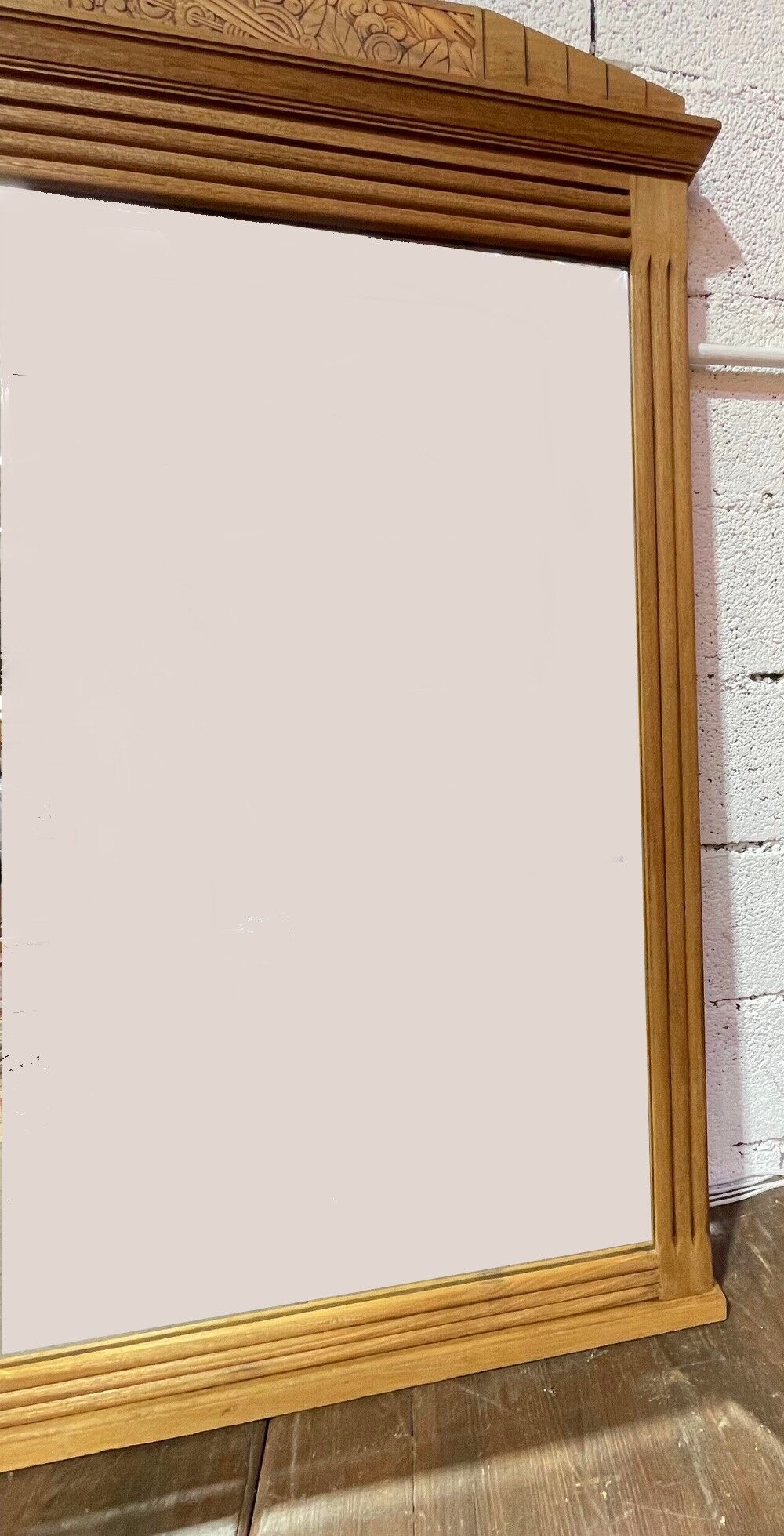 Bevelled oak Art Deco mirror 133x80