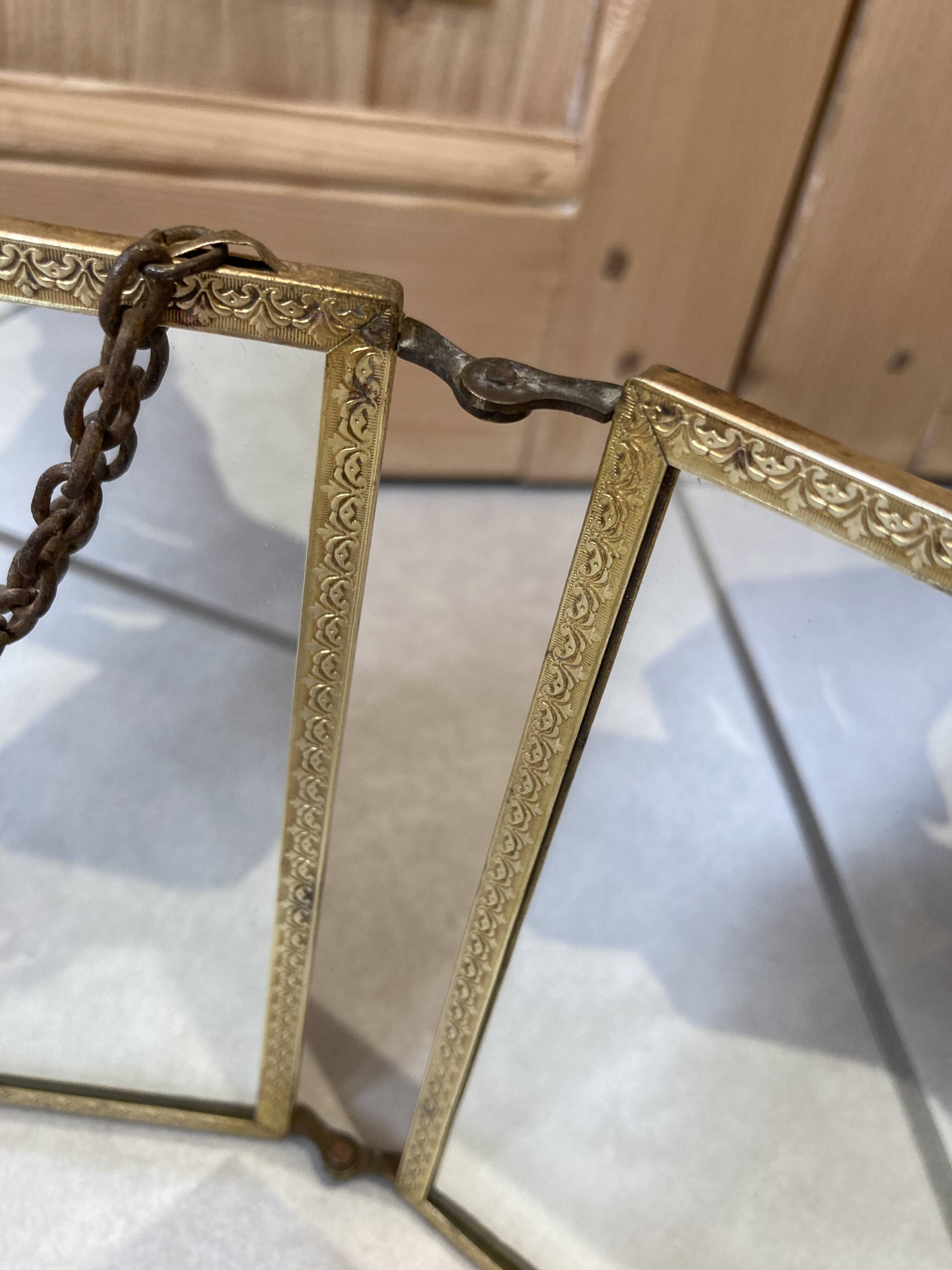 folding triptych mirror Napoleon III genre scene