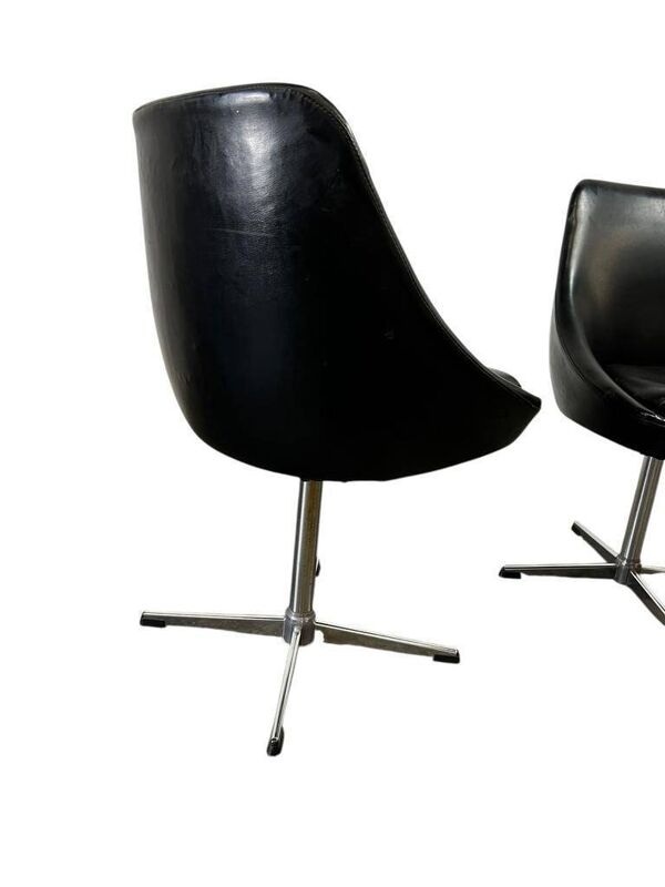 Chaise coque vintage noire / chaise sur pied étoile