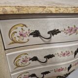 Louis XV style chest of drawers painted with flowers, Italian manufacture