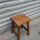 Dark wood stool folk art solid French oak