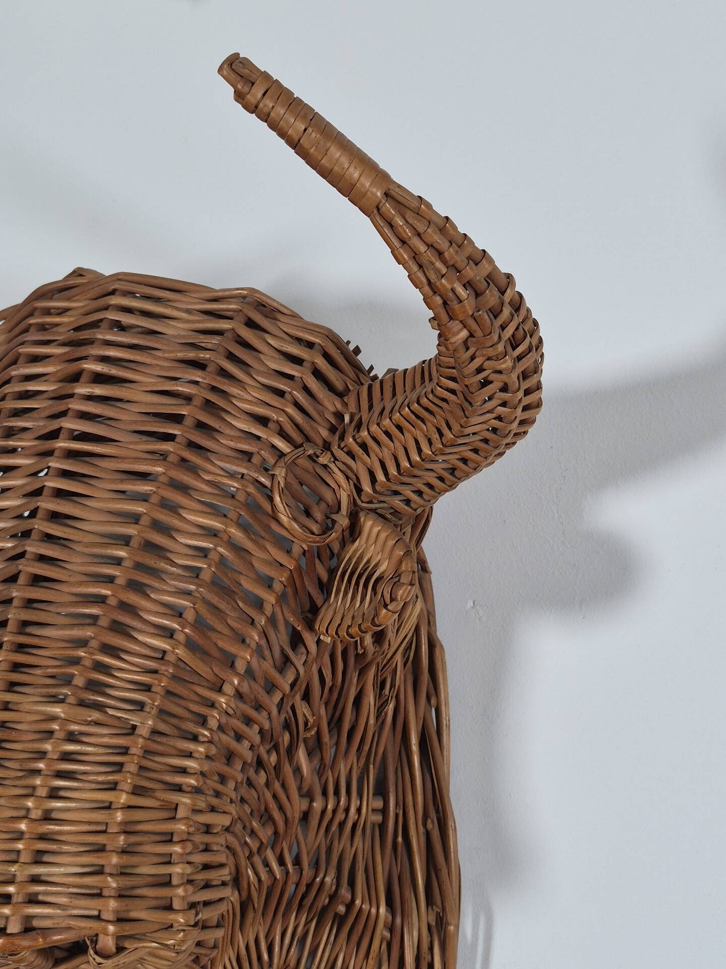 Vintage mid century wicker bull head sculpture