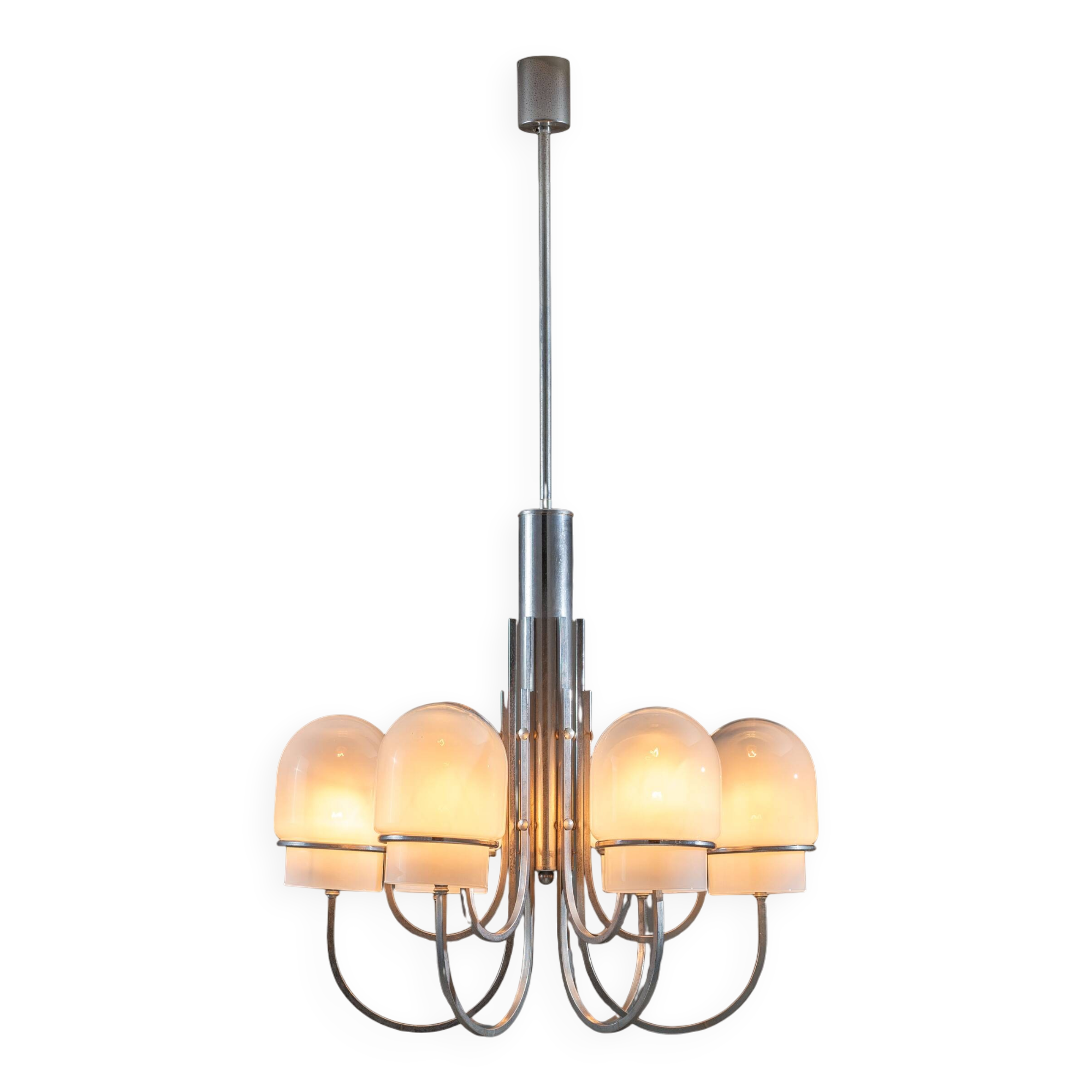 Angelo Gaetano Sciolari chandelier with six misty glass shades
