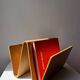 Vintage curved plywood magazine rack, W shape, Alvar Aalto style.