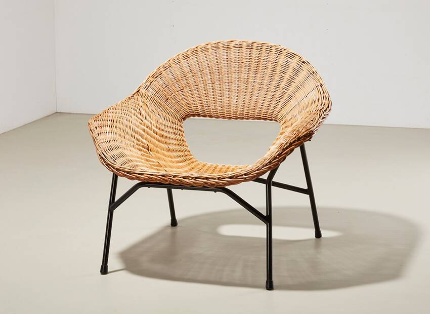 Rattan Lounge Chair by P.J. Muntendam for Gebr. Jonkers Netherlands 1954