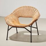 Fauteuil lounge en rotin par PJ Muntendam pour Gebr. Jonkers Pays-Bas 1954