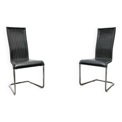 Chaises cantilever allemandes B25 grises avec coussins en cuir fixes de Tecta par Tecta et Jean Prouvé, ensemble de 2