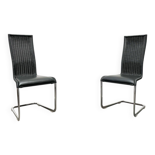 Chaises cantilever allemandes B25 grises avec coussins en cuir fixes de Tecta par Tecta et Jean Prouvé, ensemble de 2