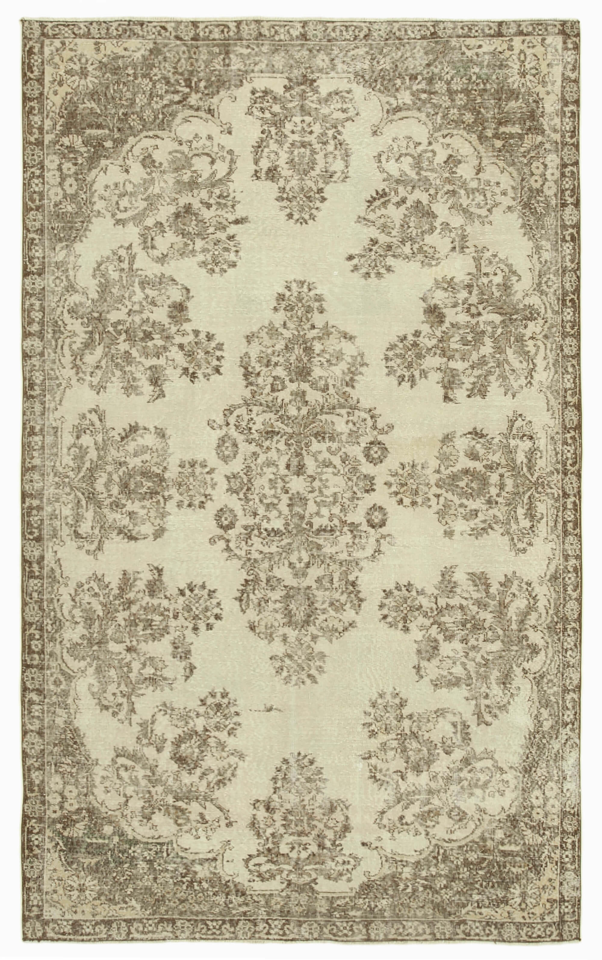 Handwoven vintage anatolian beige rug 187 cm x 307 cm