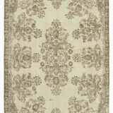 Handwoven vintage anatolian beige rug 187 cm x 307 cm