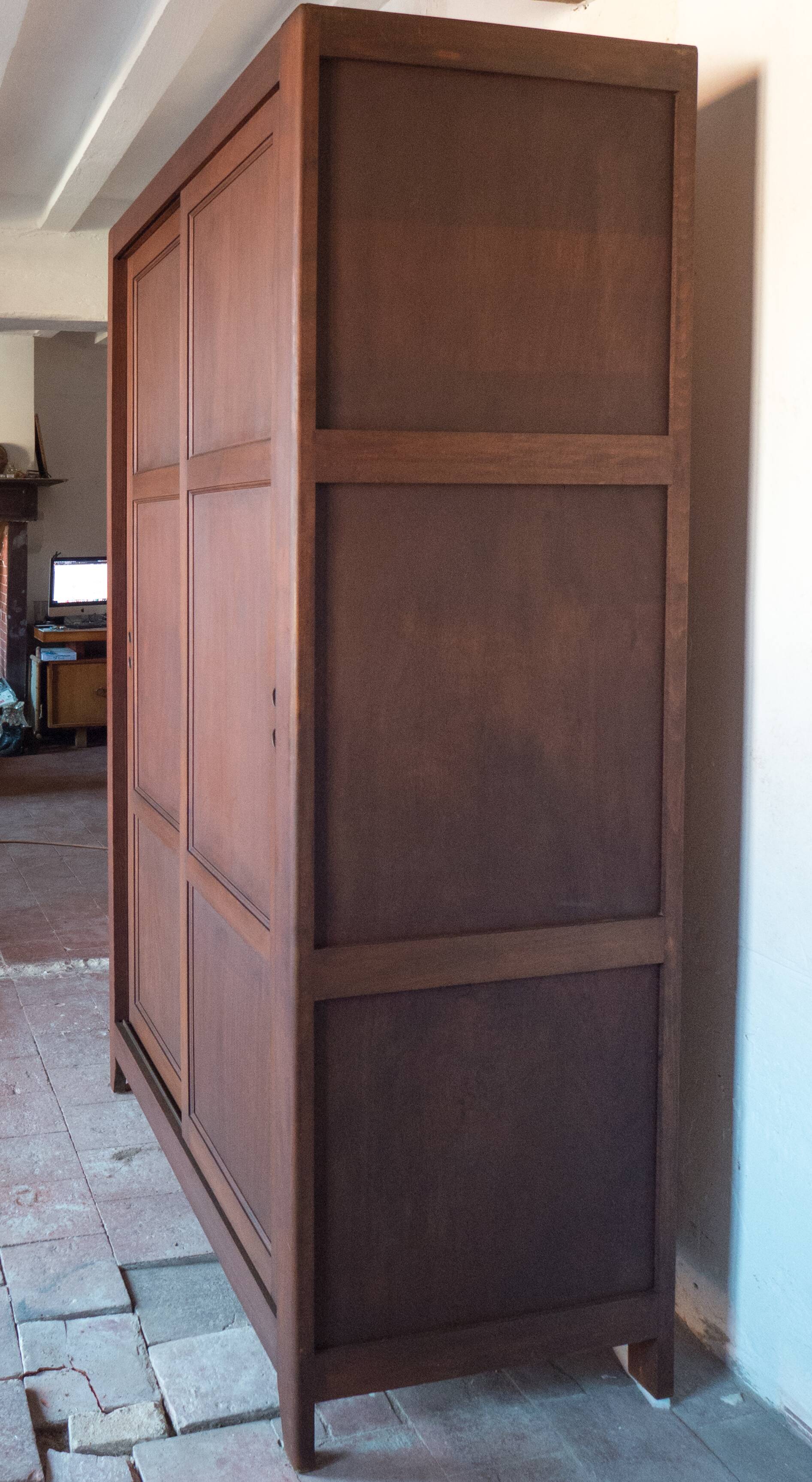 Armoire bois portes coulissantes, armoire bois, meuble de rangement vintage
