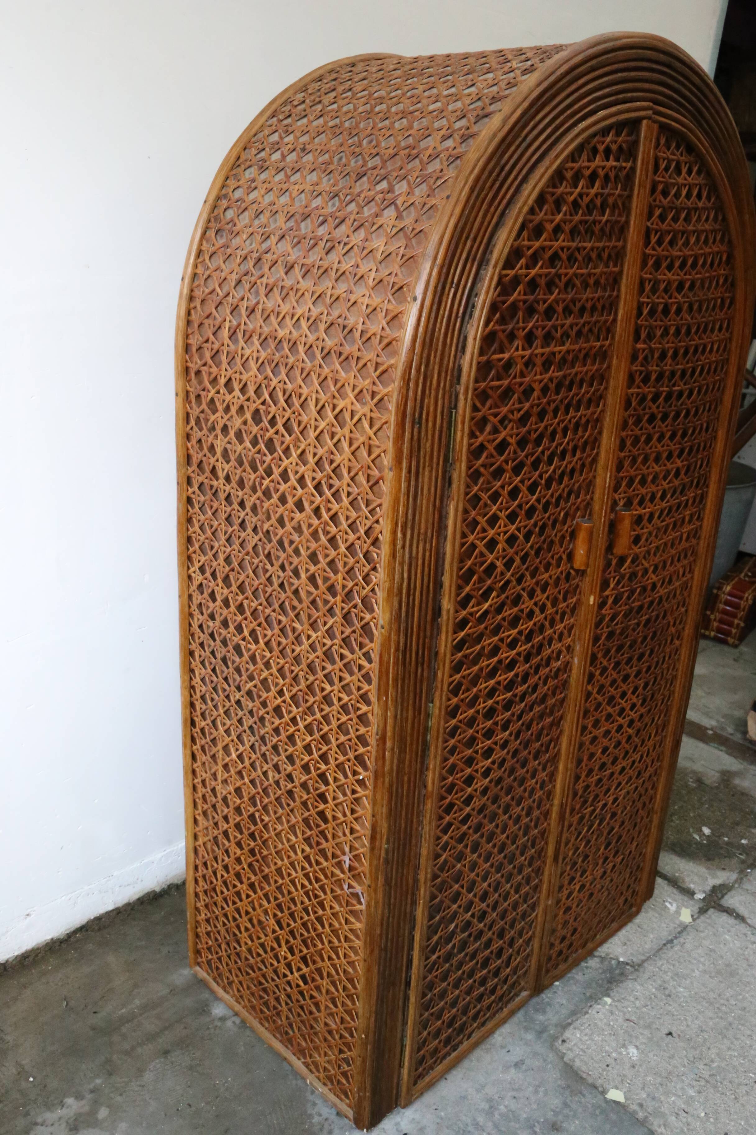 Rattan cabinet, fluted