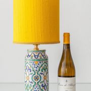 Granada Albarello Ceramic Table Lamp, Hand-Painted, New Silk Shade