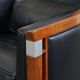 Black Cowhide Leather and Wooden Art Deco Armchair