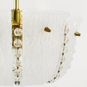 J.T. Kalmar Petite curved suspension basket, brass and glass, Austria, 1950s