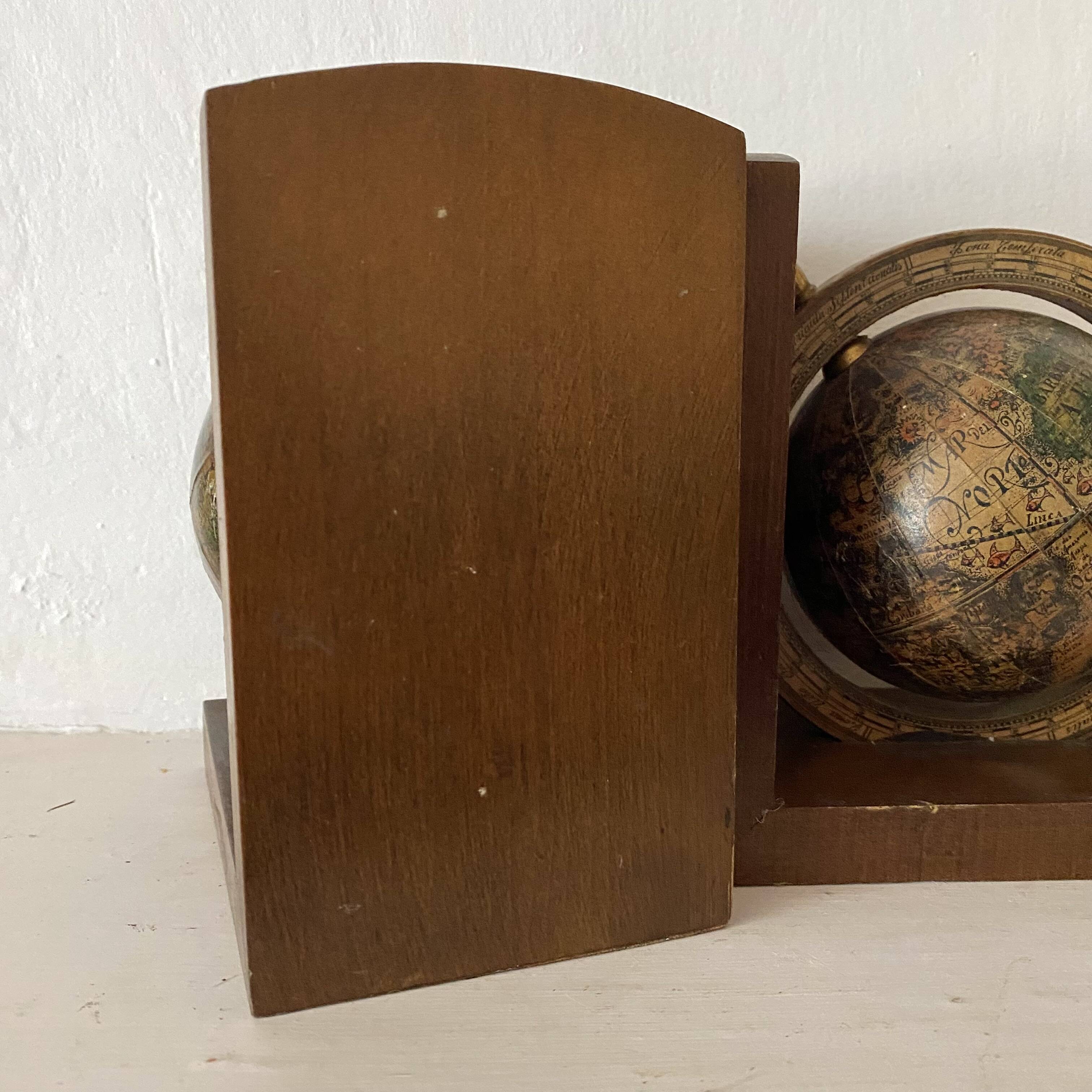 Vintage world map bookends terrestrial globes