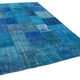 Hand-knotted oriental overdyed 205 cm x 305 cm blue patchwork carpet