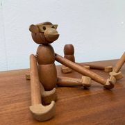 Singes en bois danois du milieu du siècle, lot de 3