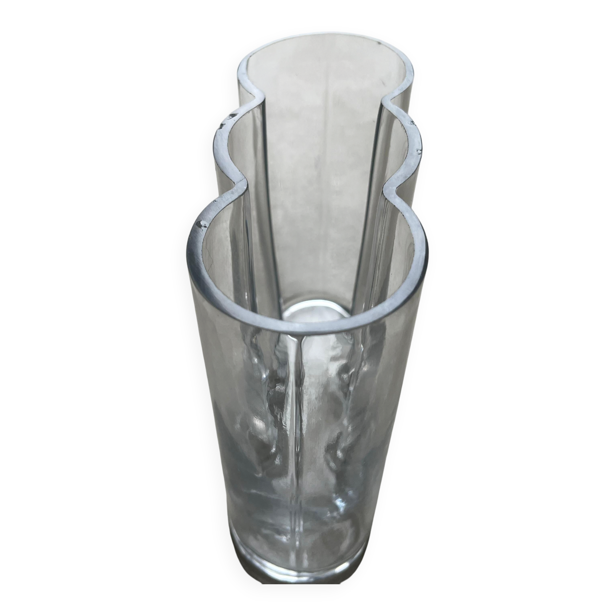 Beautiful Vintage Murano Modern Vase, cylinders  Clear Glass vase, 1970's