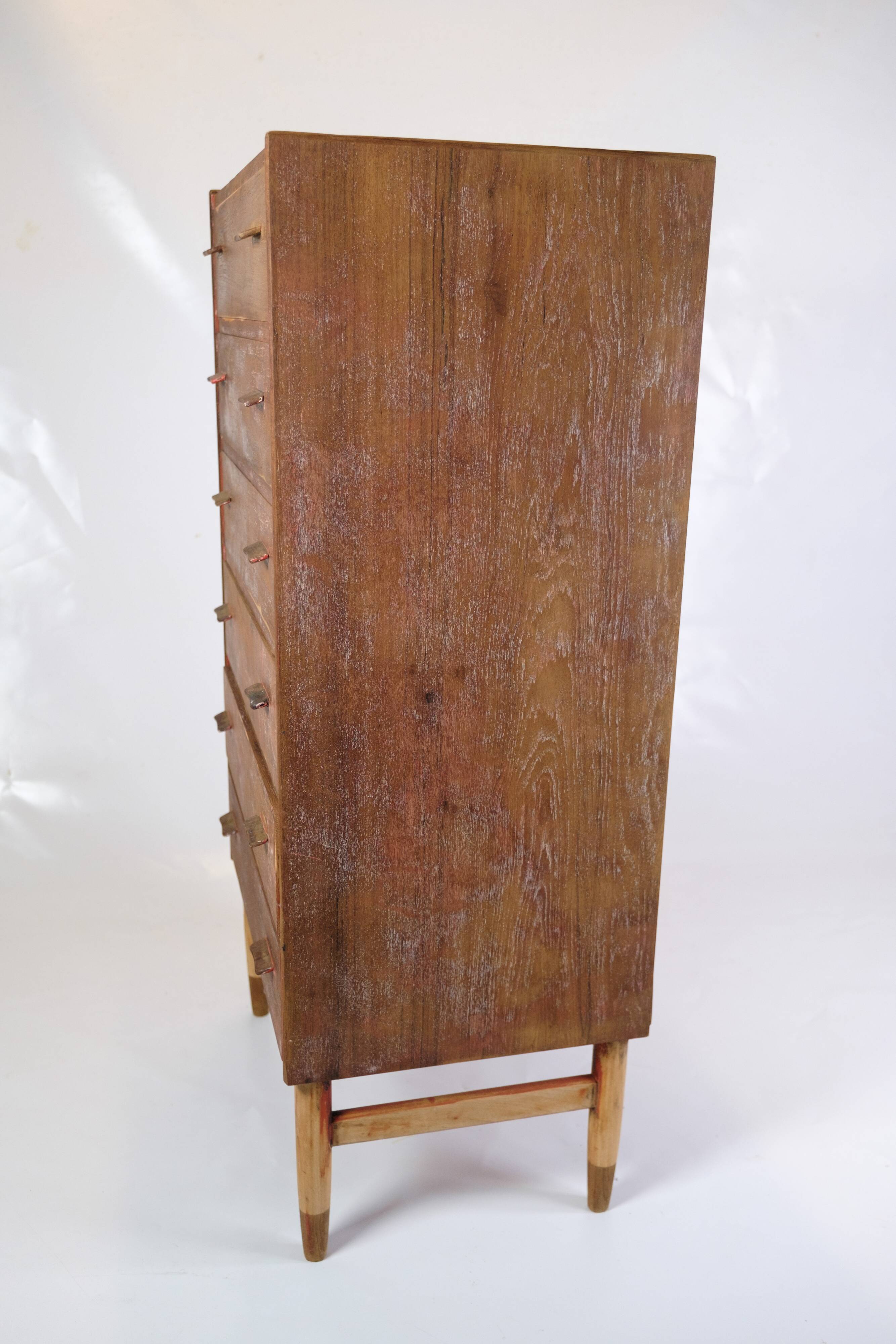Chest Of Drawers Made In Teak With Oak Legs By Poul M. Volther From 1960s