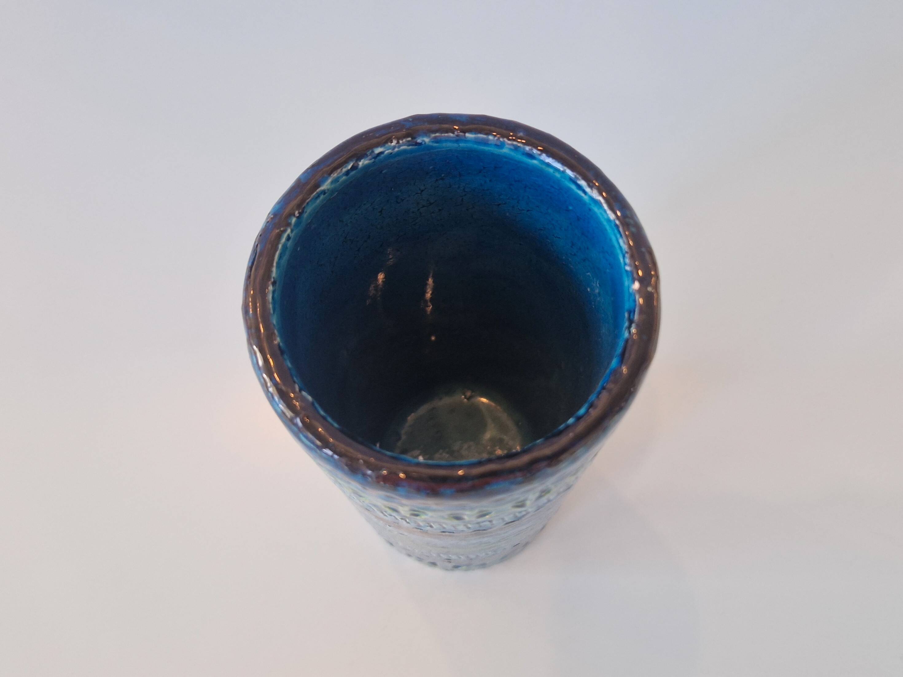 'Rimini Blu' series ceramic vase by Aldo Londi for Bitossi, Italy 1960's