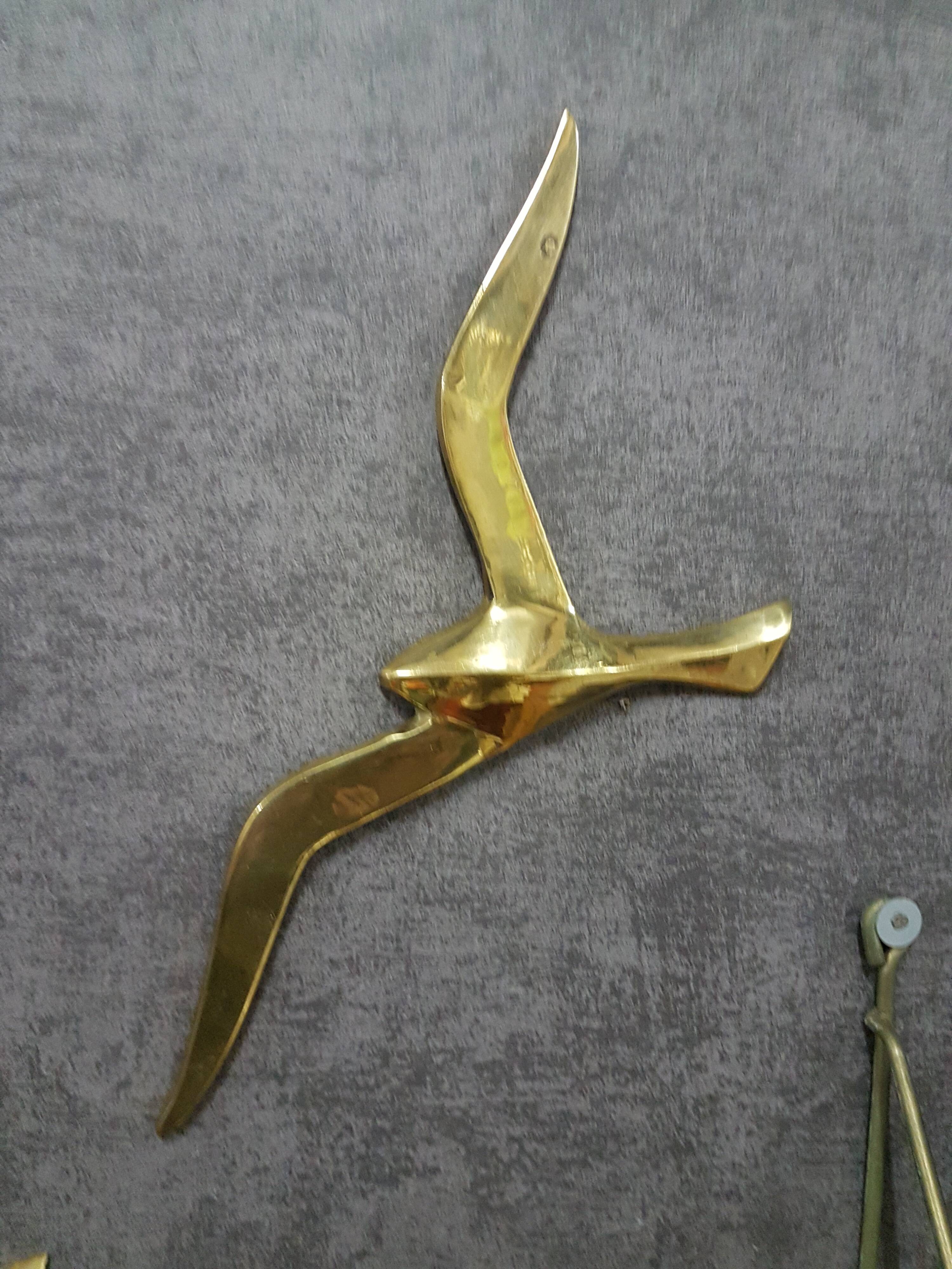 Trio de mouettes en laiton décoration murale des années 50/60