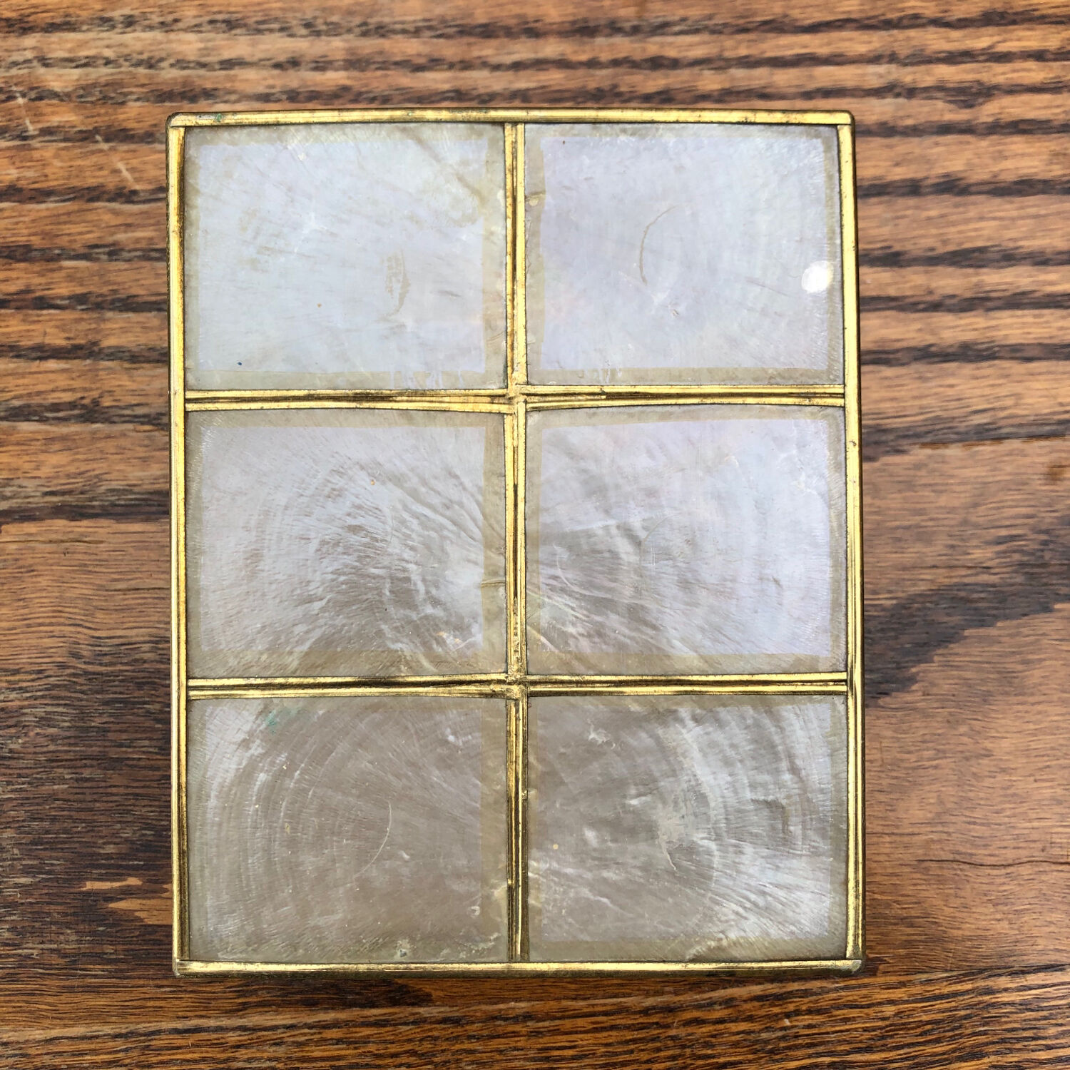 Mother-of-pearl and brass box