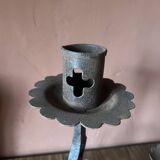 Pair of Antique French Wrought Iron Candlesticks