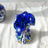Blue glass vases by Murano Fratelli Toso made in Italy 1920