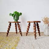 Pair of modernist antique farm stools - bedside tables