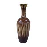 Vase soliflore en céramique émaillée beige et or, numéroté et vintage