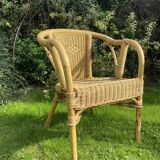Vintage rattan and wicker armchair
