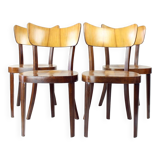 Ensemble de 4 chaises à repas par Tatra en noyer, Tchécoslovaquie 1960