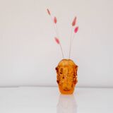 Vase en cristal fait main moderne du milieu du siècle en orange vif, Börne Augustsson
