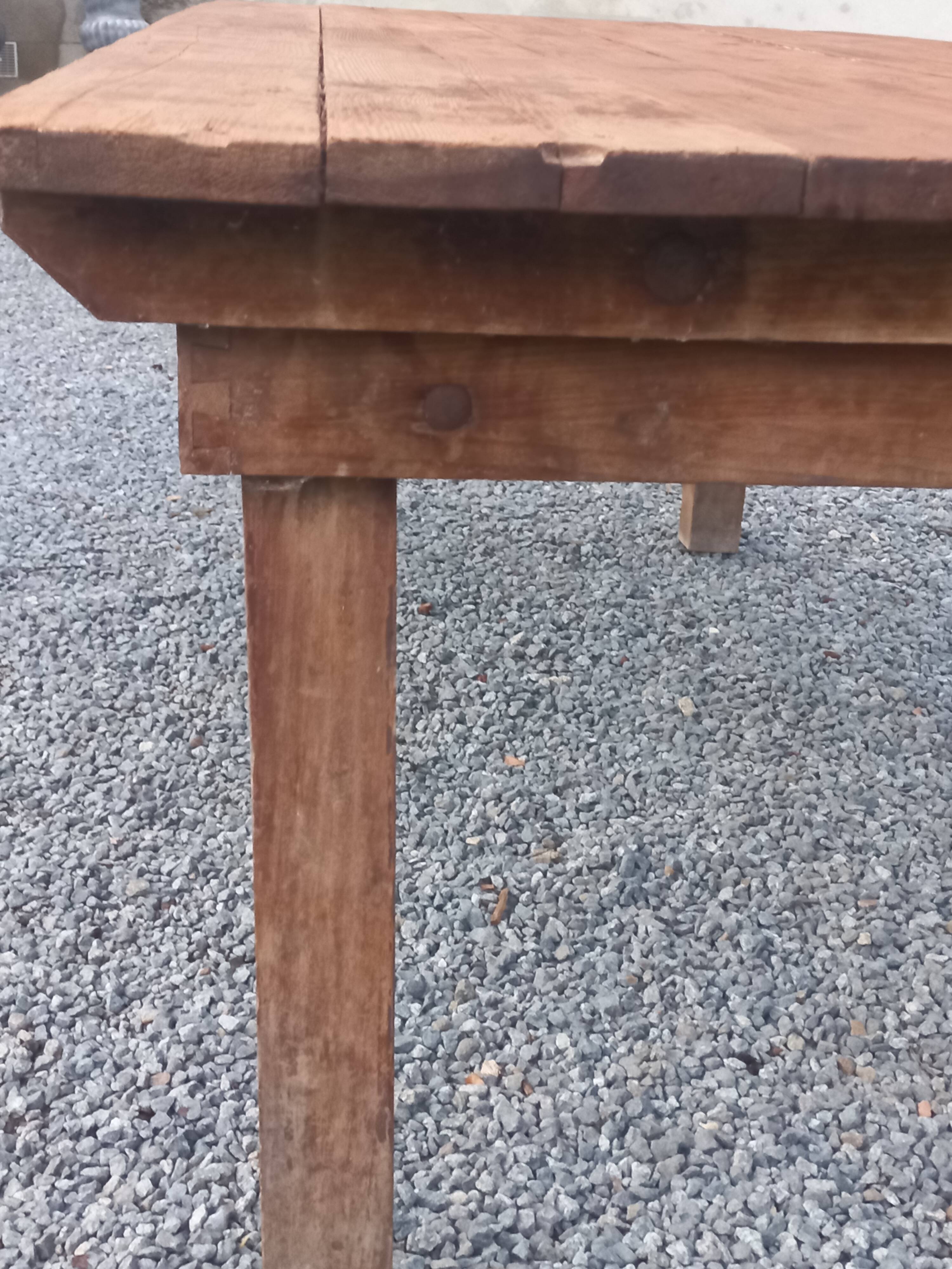 Brutalist farmhouse table Antique wooden workshop table 200cm