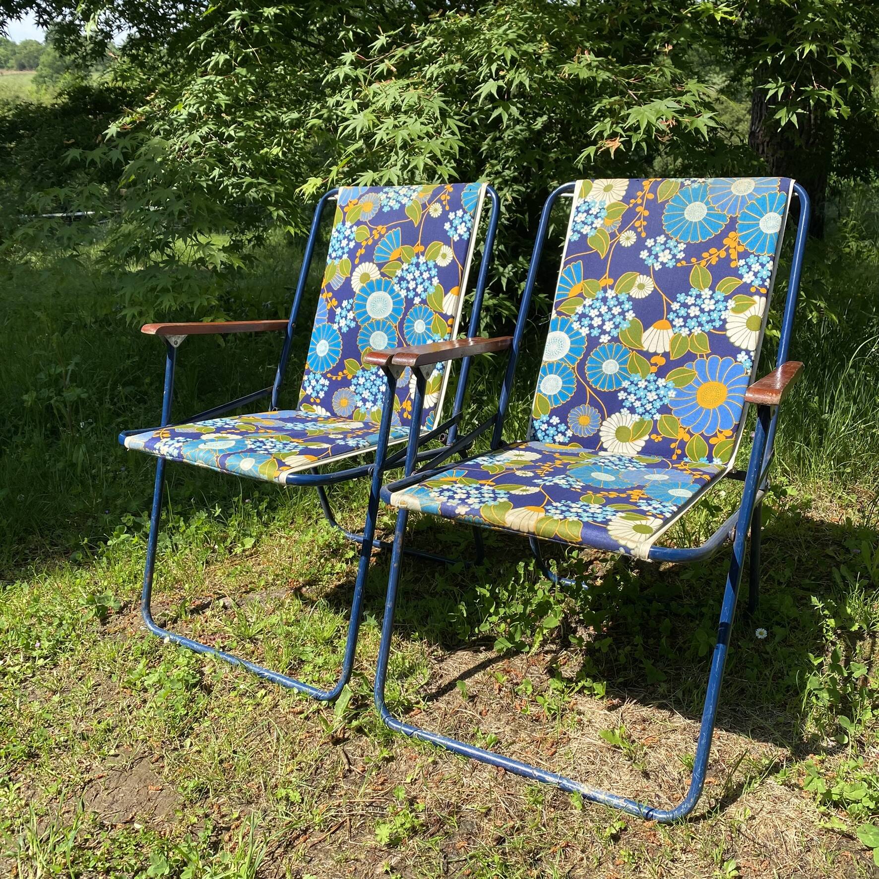 Chaises de camping pliantes années 70 , chaises de jardin