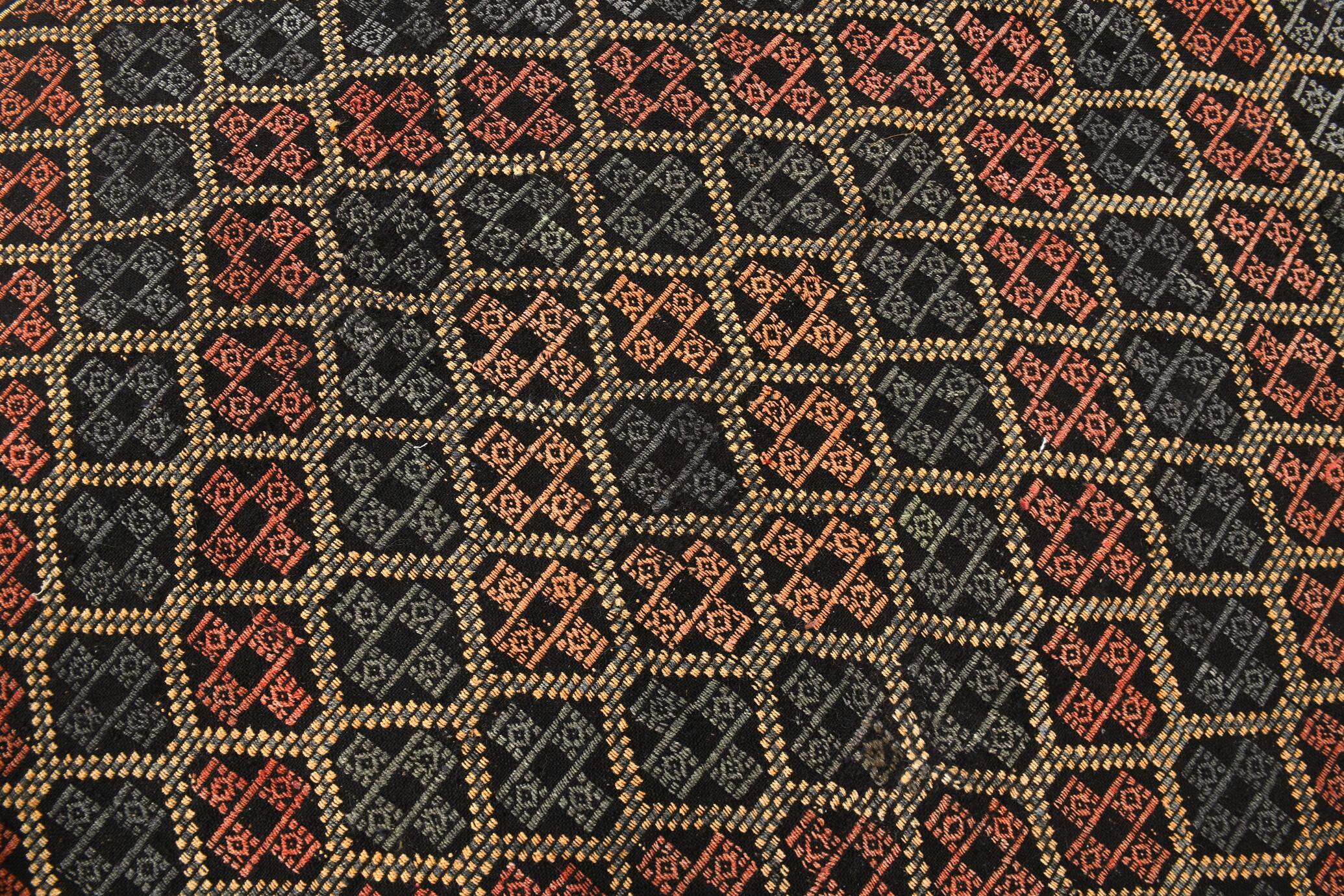 6x9 Pale Red & Yellow Geoemtric Kilim Rug, Handwoven Wool Antique Carpet